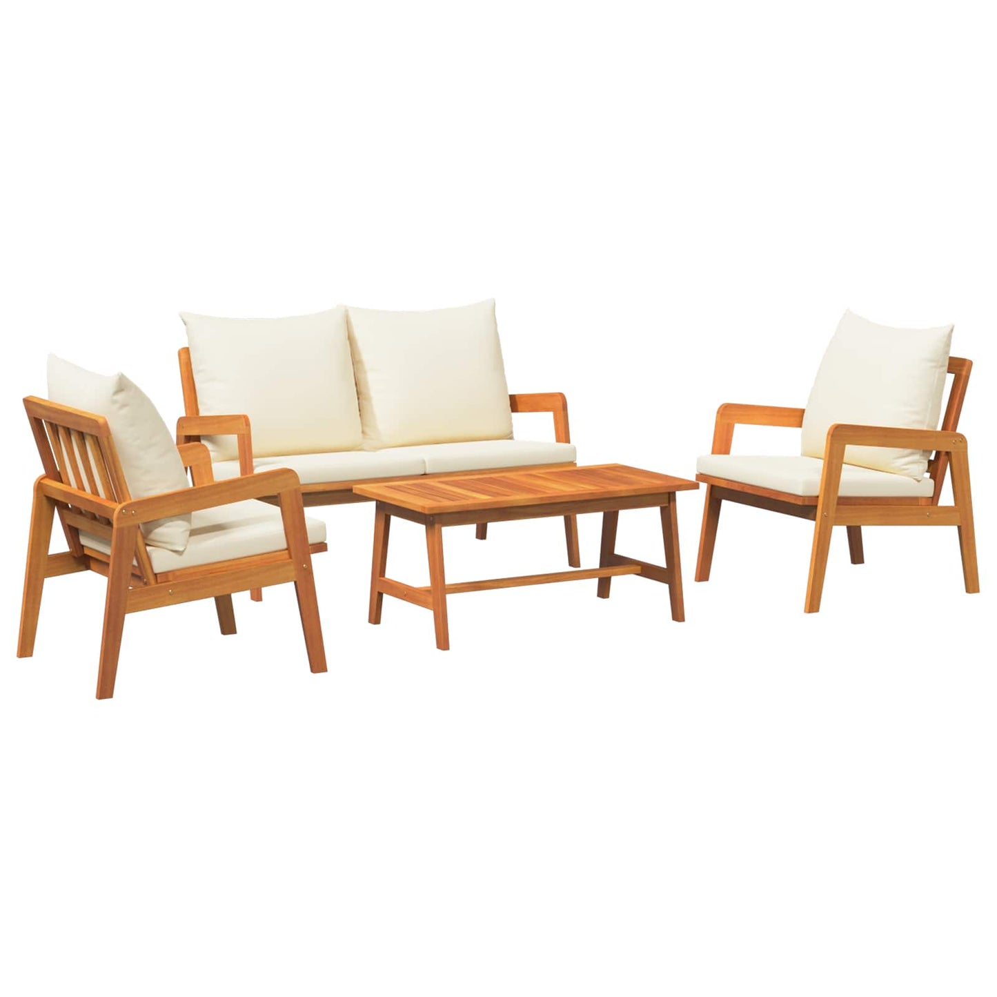 Set bistrot 4 pcs Marrone e Crema Legno di Acacia Massello