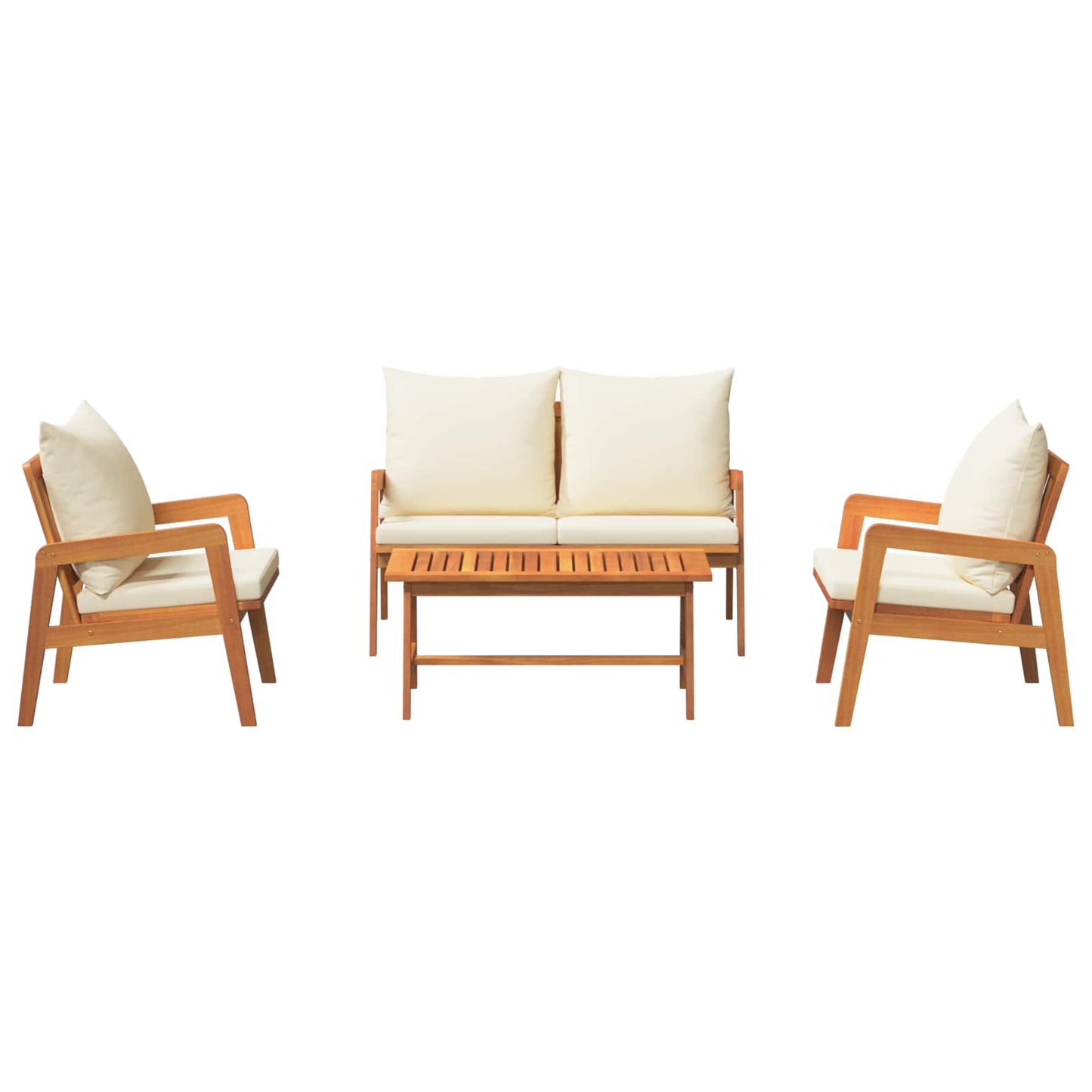 Set bistrot 4 pcs Marrone e Crema Legno di Acacia Massello