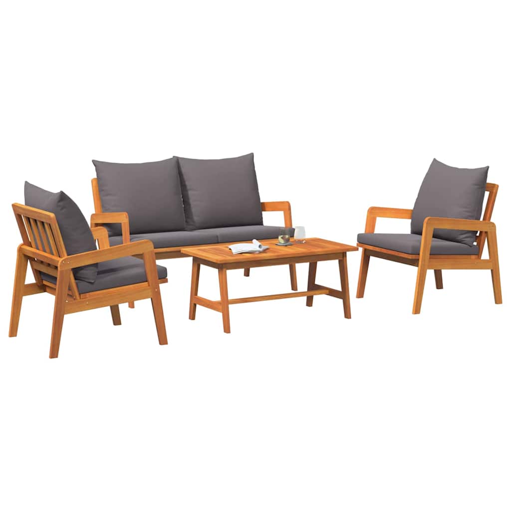 Set bistrot con cuscino 4 pcs Marrone Legno di Acacia Massello