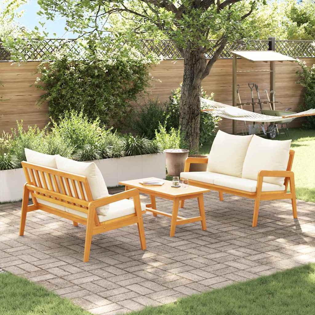 Set bistrot con cuscino 3 pcs Marrone Legno di Acacia Massello