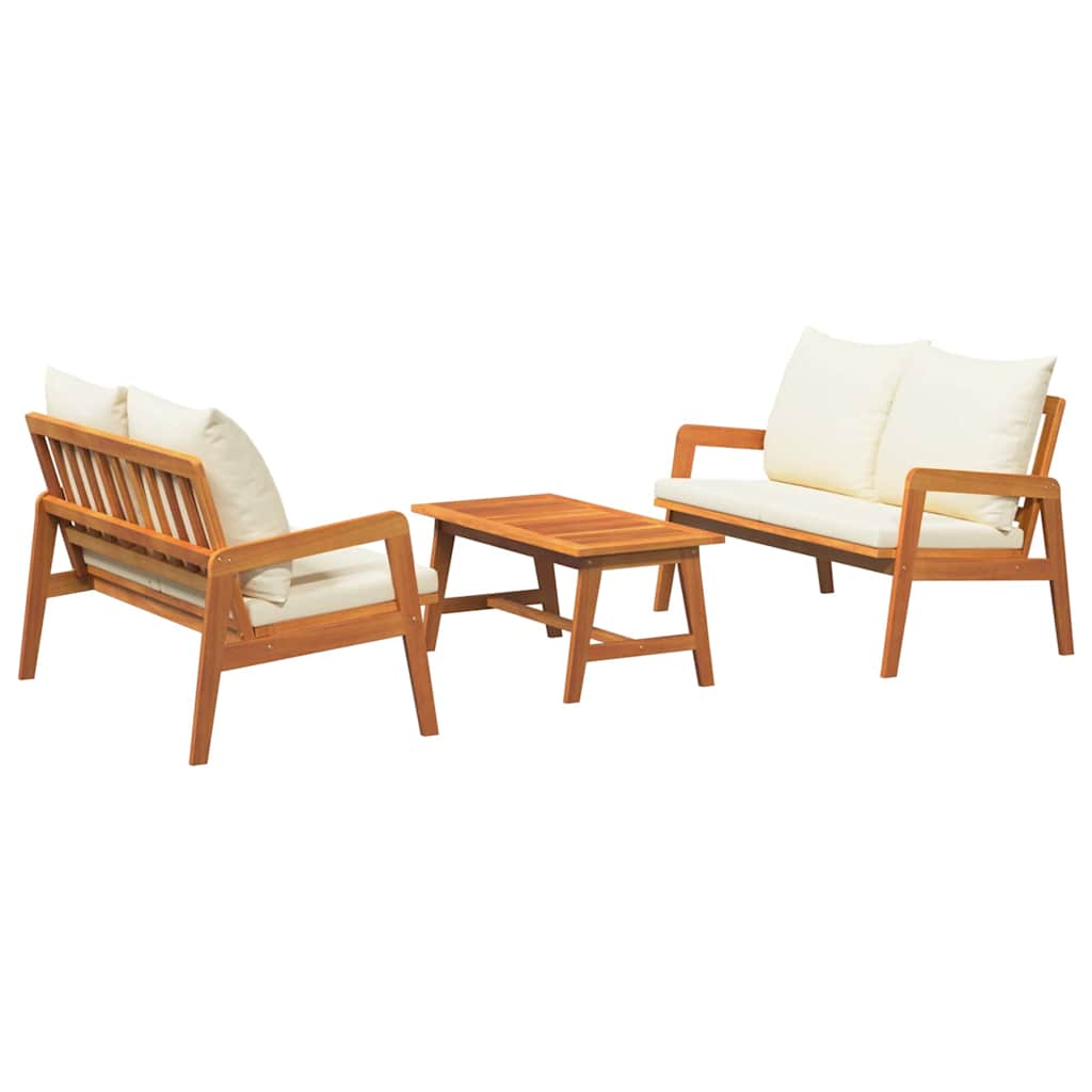 Set bistrot con cuscino 3 pcs Marrone Legno di Acacia Massello