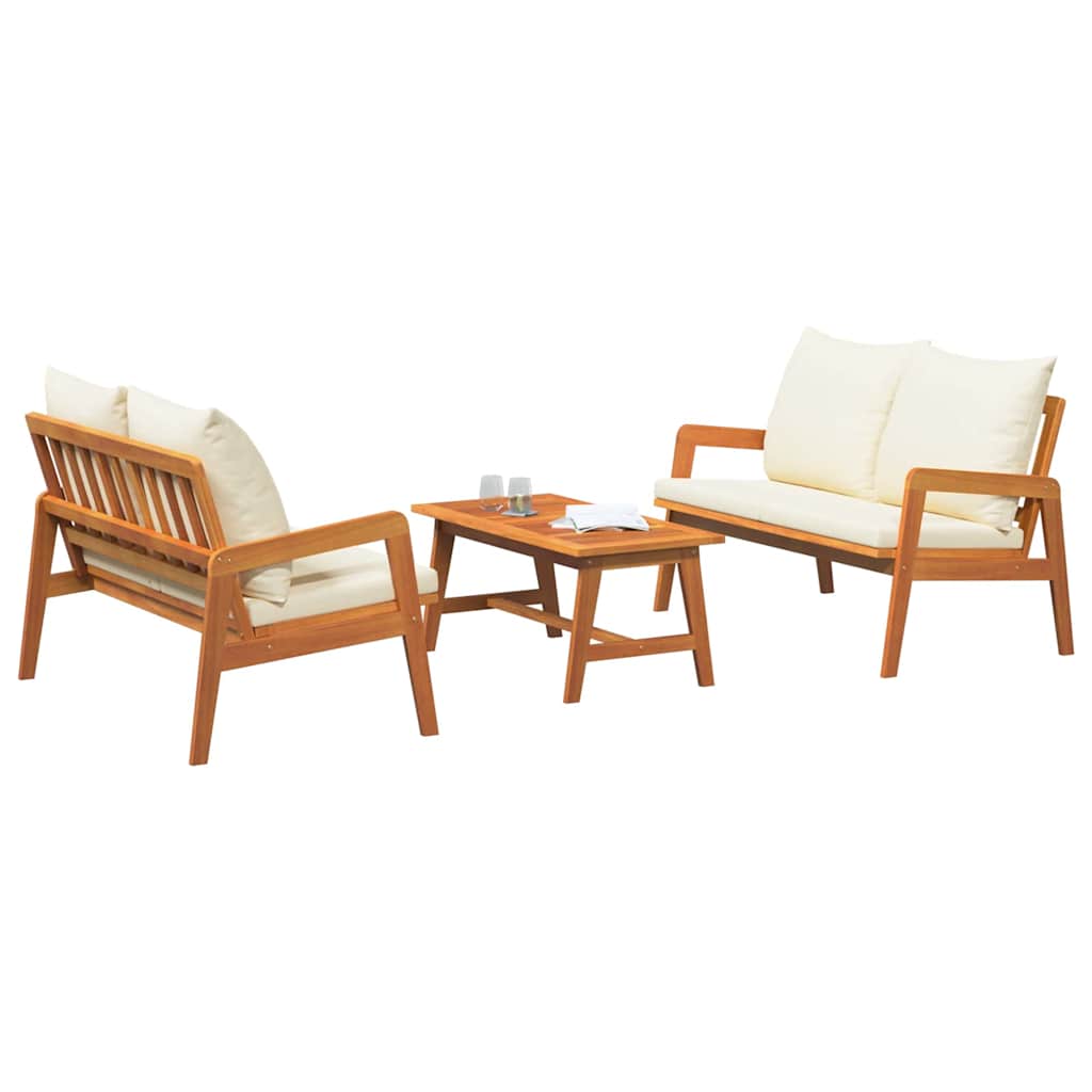 Set bistrot con cuscino 3 pcs Marrone Legno di Acacia Massello