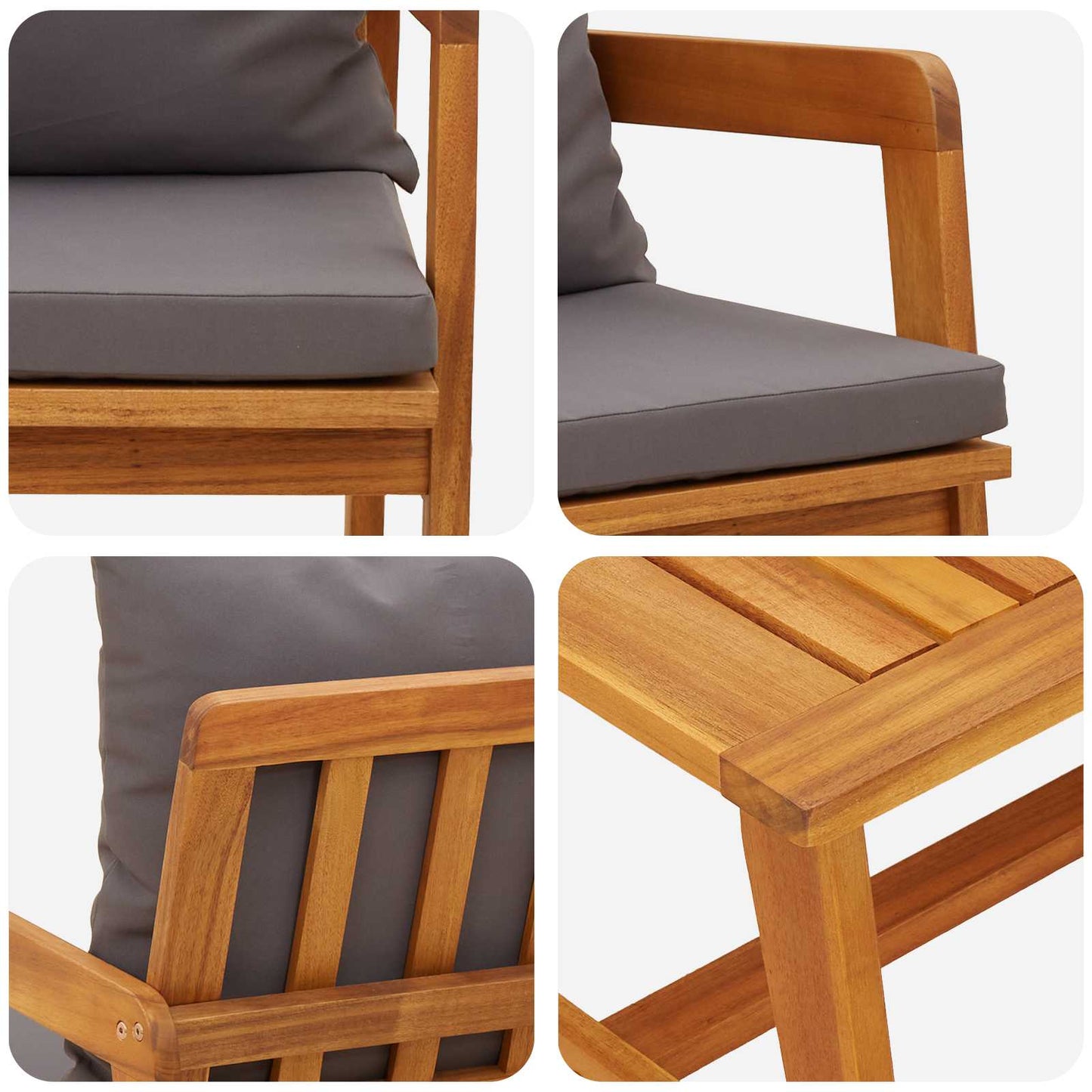 Set bistrot con cuscino 3 pcs Marrone Legno di Acacia Massello