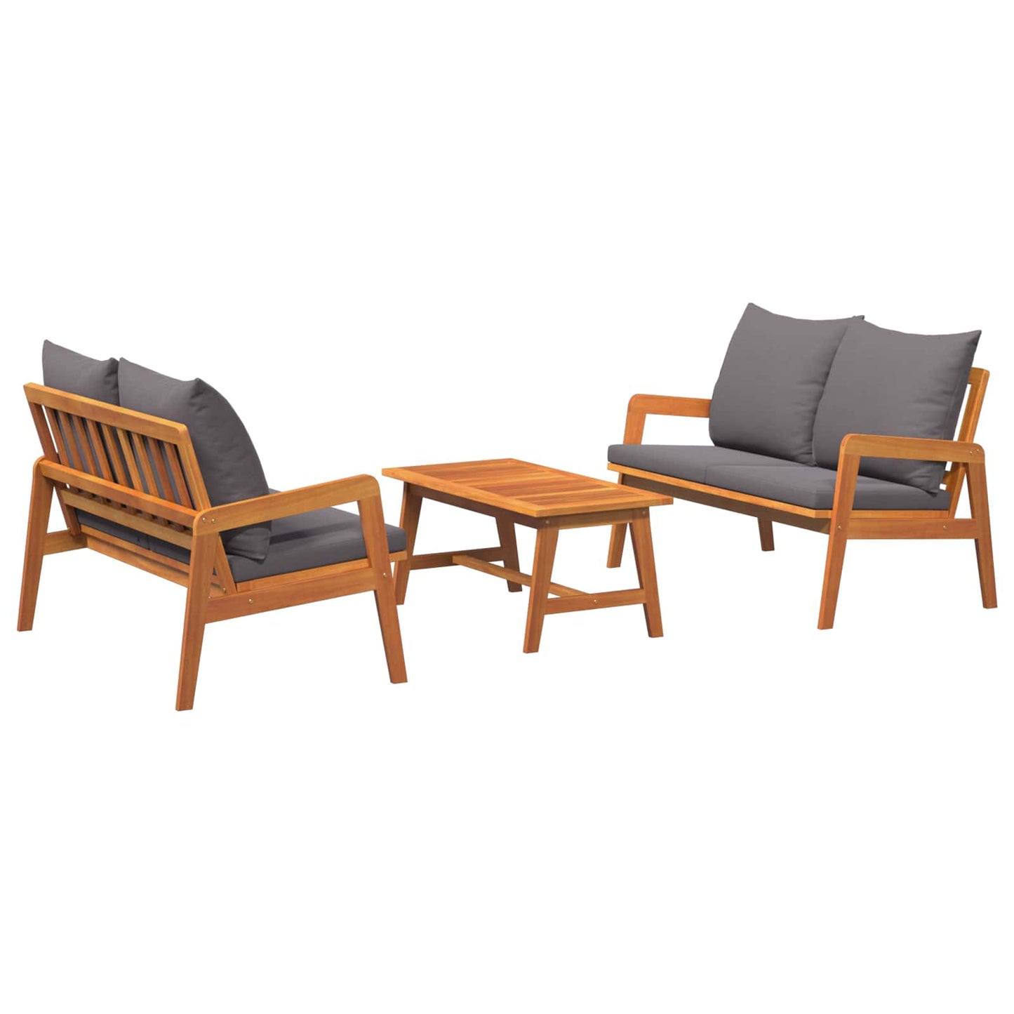 Set bistrot con cuscino 3 pcs Marrone Legno di Acacia Massello
