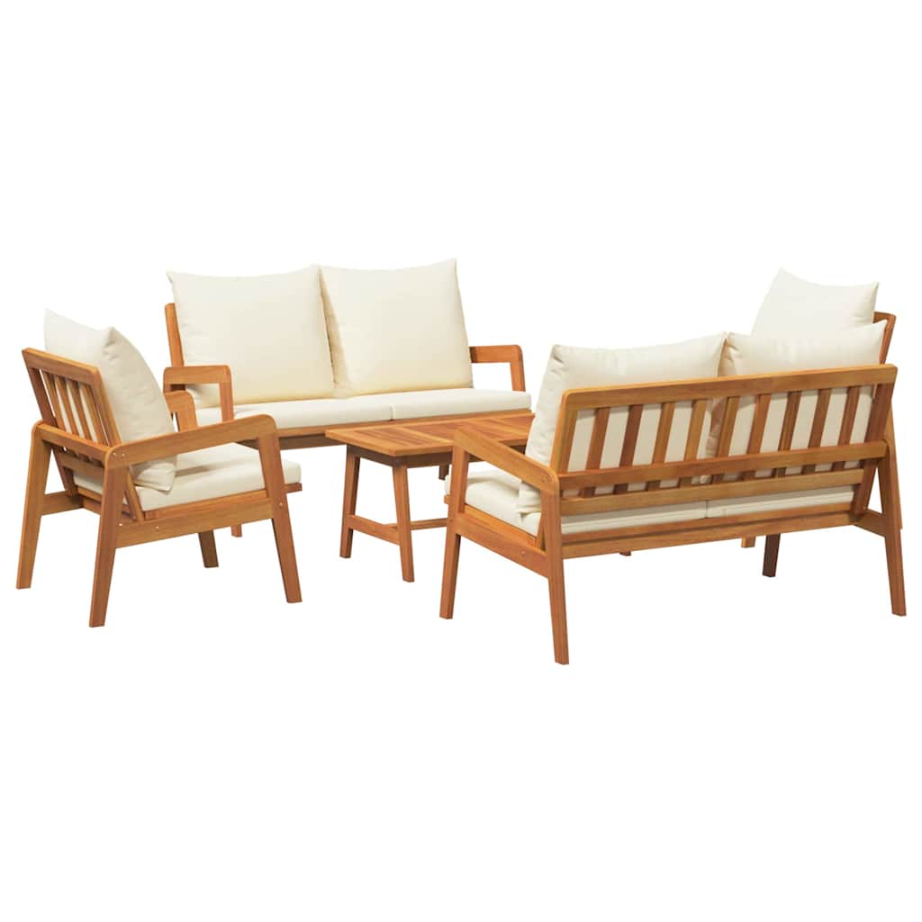 Set bistrot con cuscino 5 pcs Marrone Legno di Acacia Massello