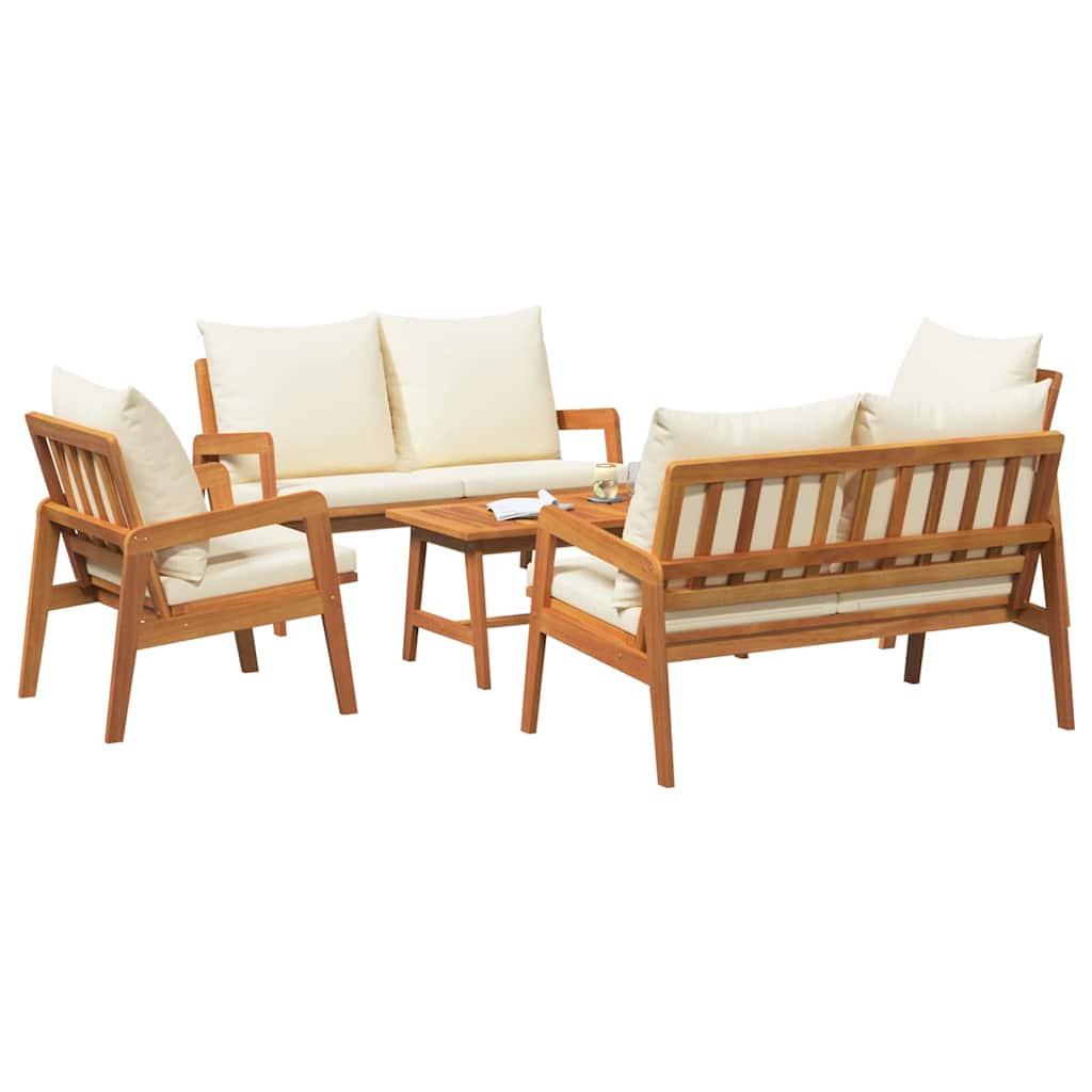 Set bistrot con cuscino 5 pcs Marrone Legno di Acacia Massello
