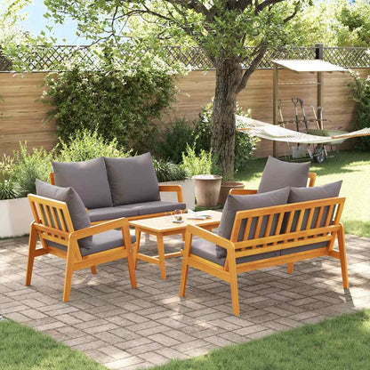 Set bistrot con cuscino 5 pcs Marrone Legno di Acacia Massello