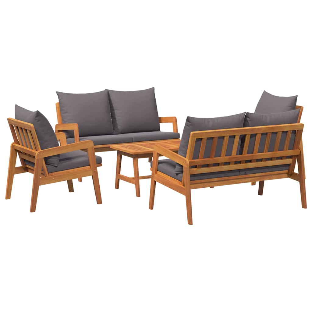 Set bistrot con cuscino 5 pcs Marrone Legno di Acacia Massello