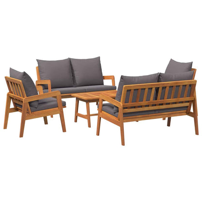 Set bistrot con cuscino 5 pcs Marrone Legno di Acacia Massello