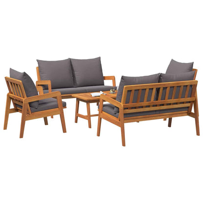 Set bistrot con cuscino 5 pcs Marrone Legno di Acacia Massello