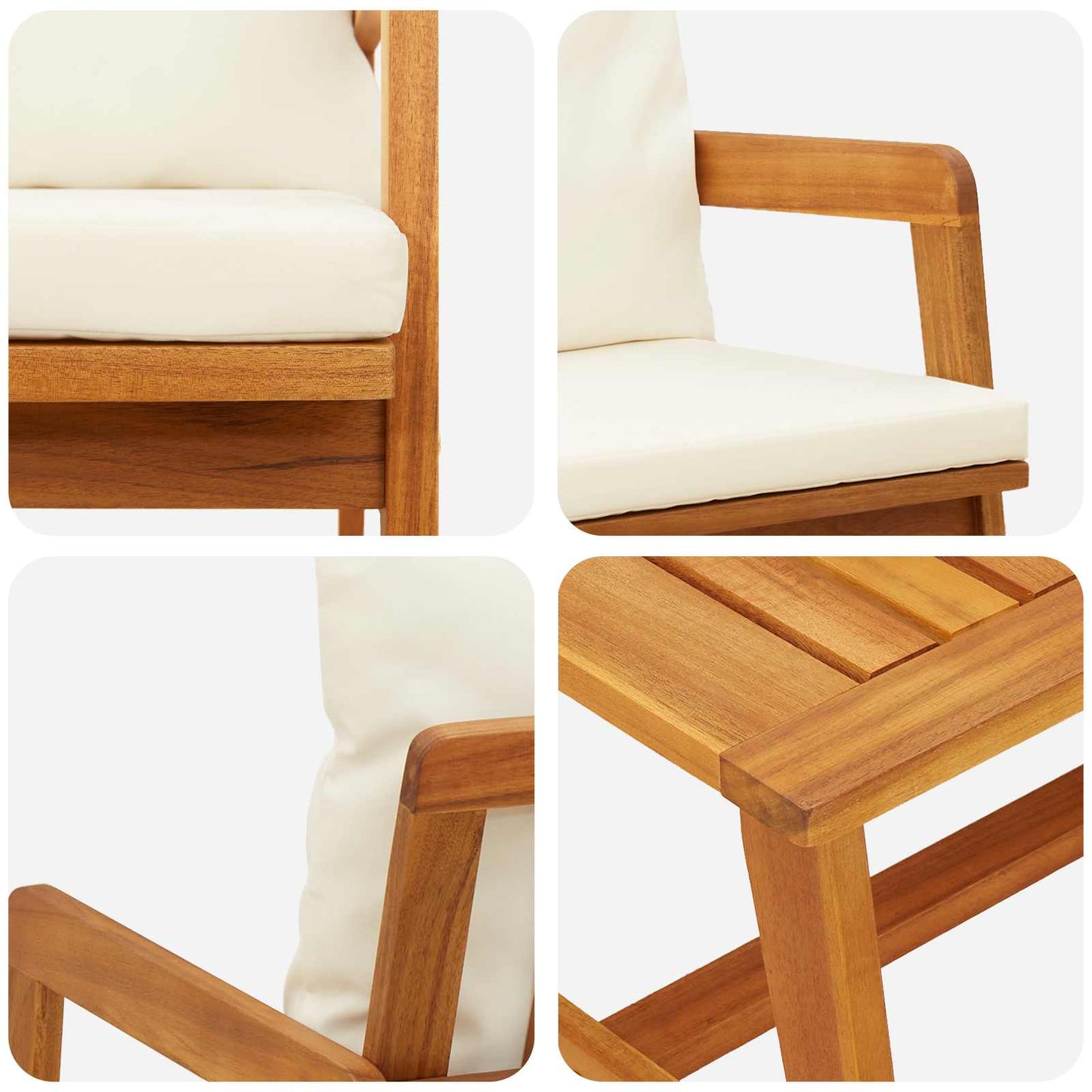 Set bistrot con cuscino 5 pcs Marrone Legno di Acacia Massello