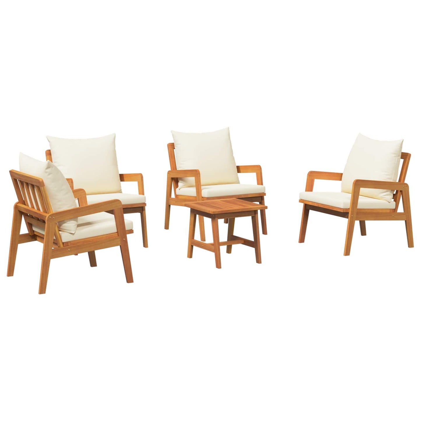 Set bistrot con cuscino 5 pcs Marrone Legno di Acacia Massello