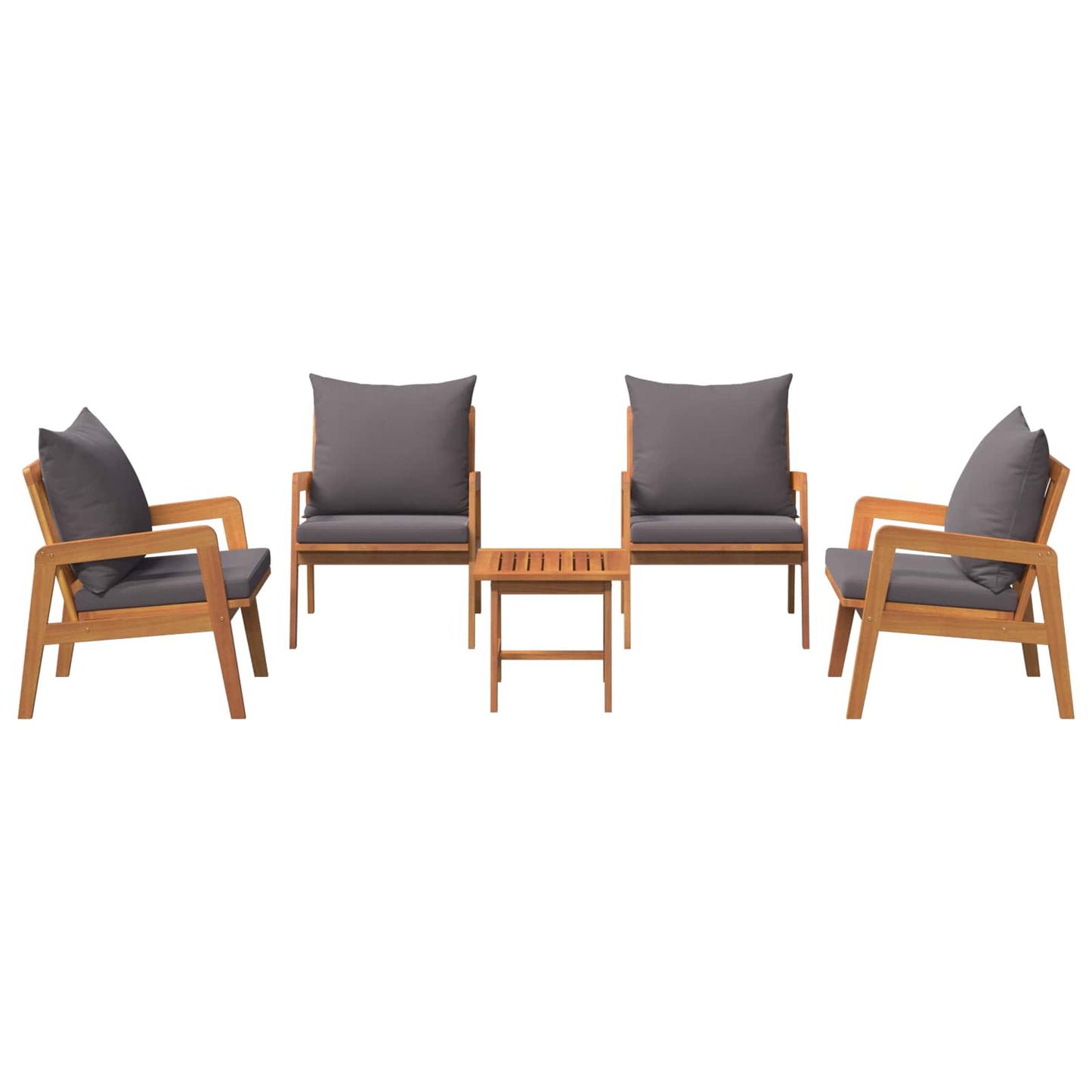 Set bistrot con cuscino 5 pcs Marrone Legno di Acacia Massello