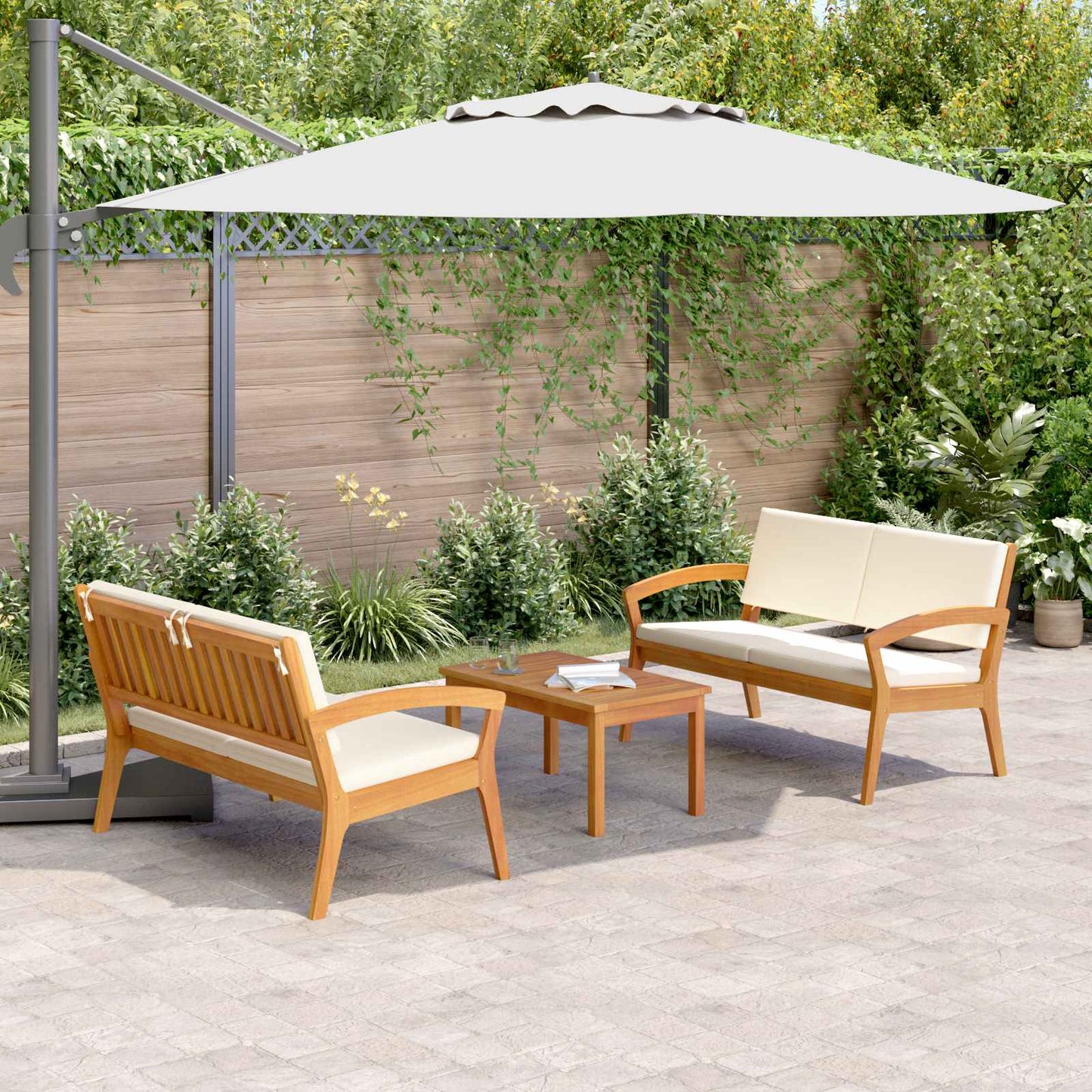 Set bistrot con cuscino 3 pcs Marrone Poliestere