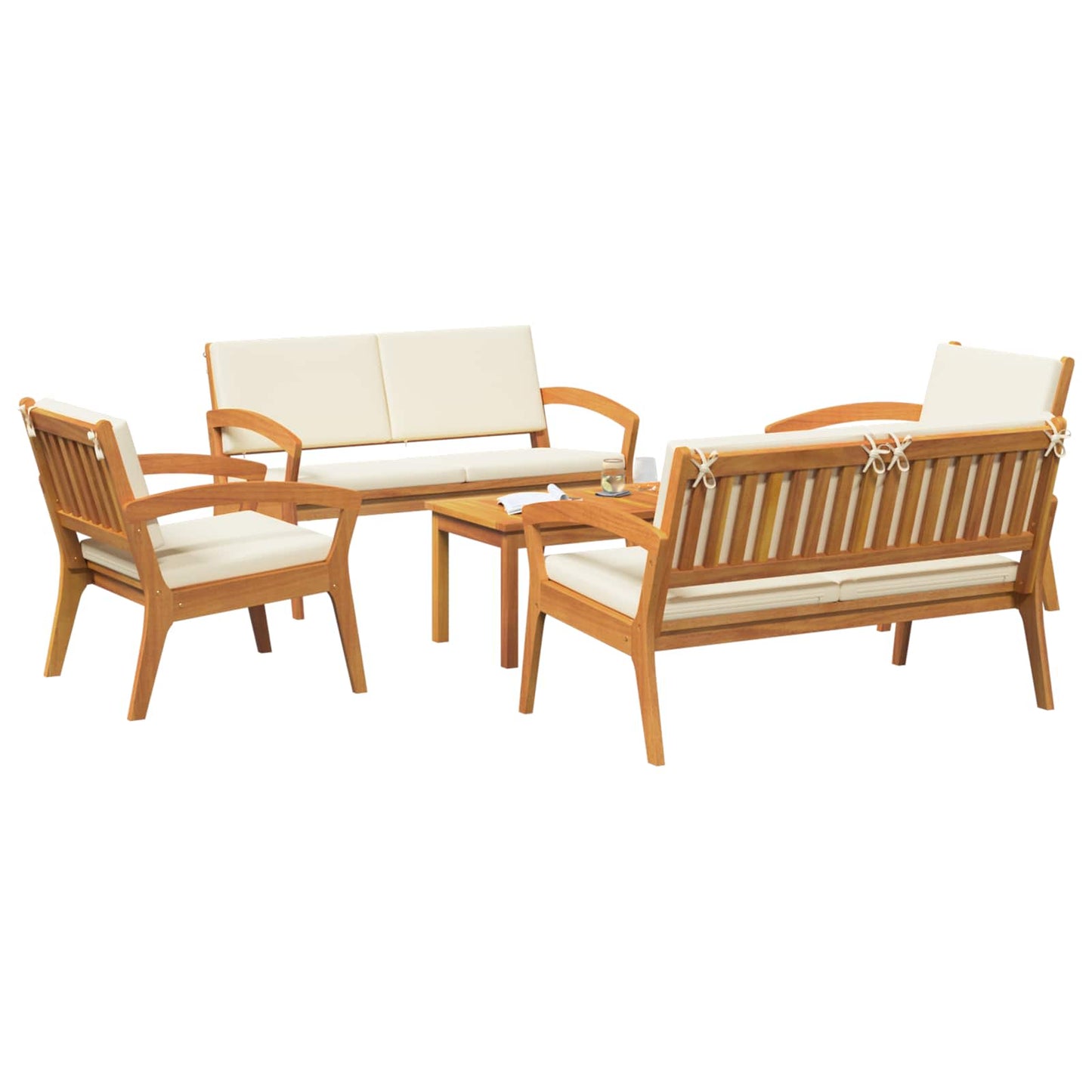 Set bistrot con cuscino 5 pcs Marrone Poliestere