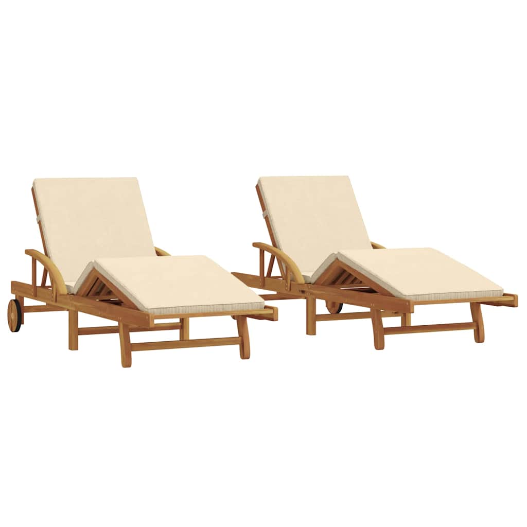 Lettino da sole 2 pcs Beige 200 x 67 x 84 cm