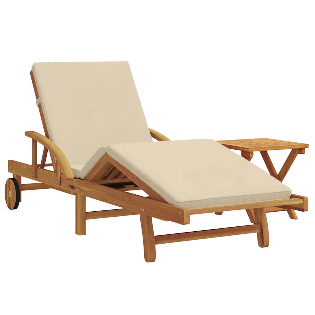 Lettino da sole con cuscino 2 pcs Beige 40 x 40 x 40cm