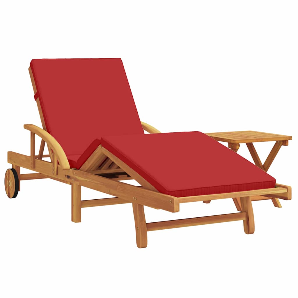 Lettino da sole 2 pcs Rosso Legno di Acacia Massello