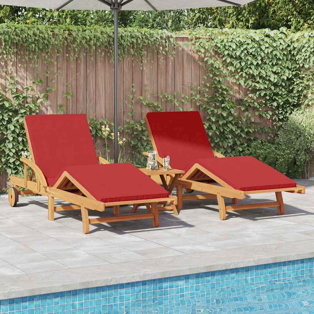 Lettino da sole con cuscino 3 pcs Rosso 40 x 40 x 40cm