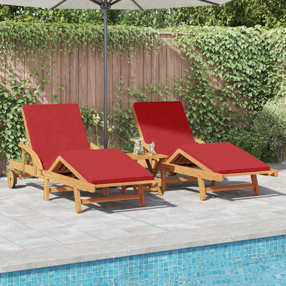 Lettino da sole con cuscino 3 pcs Rosso 40 x 40 x 40cm