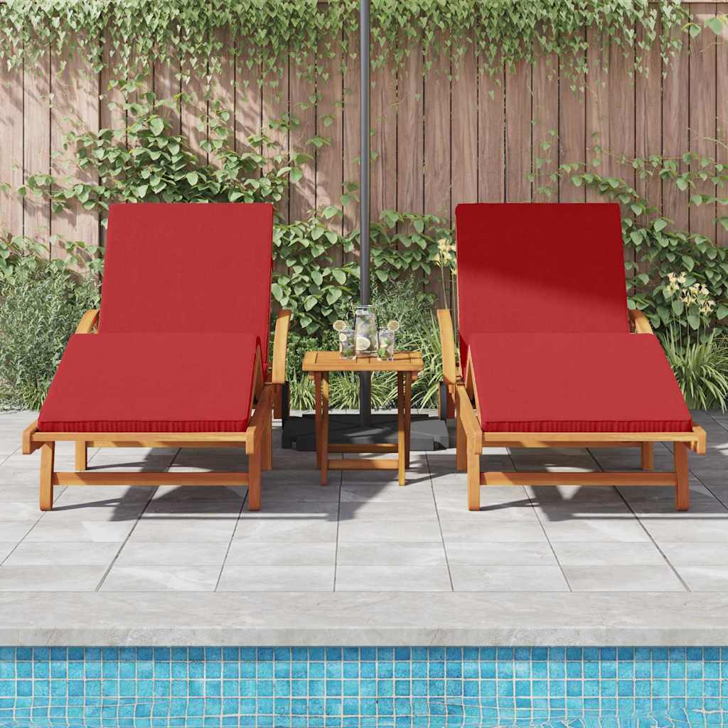 Lettino da sole con cuscino 3 pcs Rosso 40 x 40 x 40cm