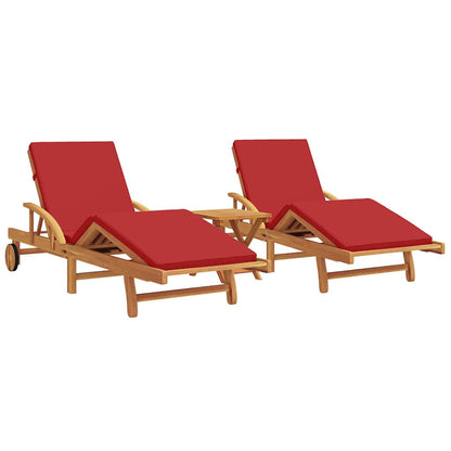Lettino da sole con cuscino 3 pcs Rosso 40 x 40 x 40cm