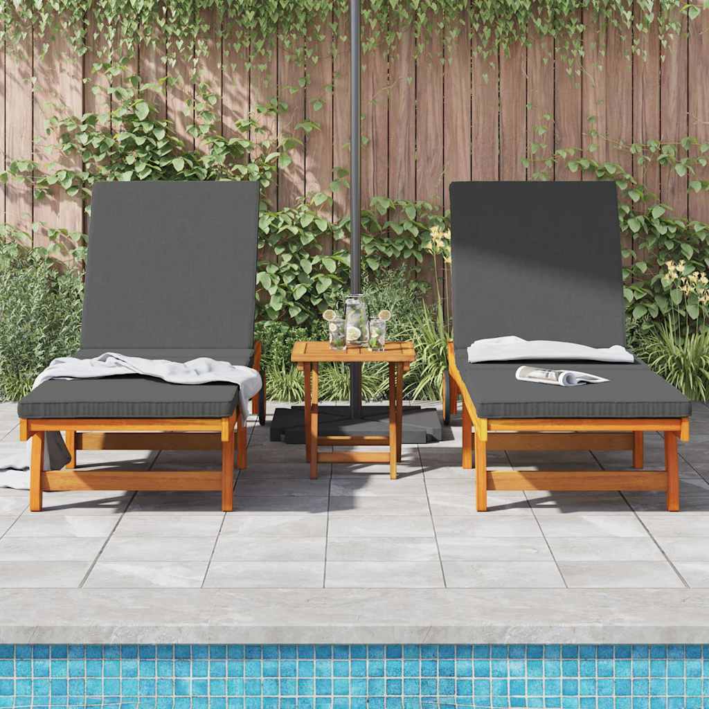 Lettino da sole 2 pcs Marrone Legno di Acacia Massello