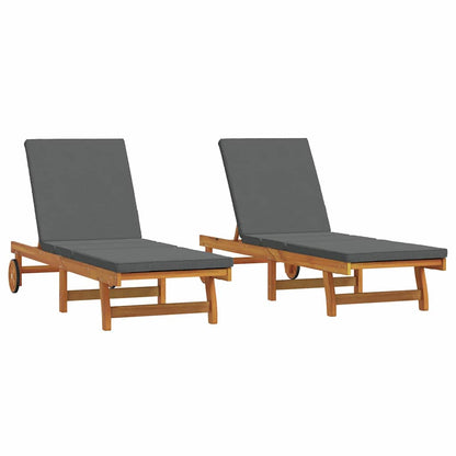 Lettino da sole 2 pcs Marrone Legno di Acacia Massello