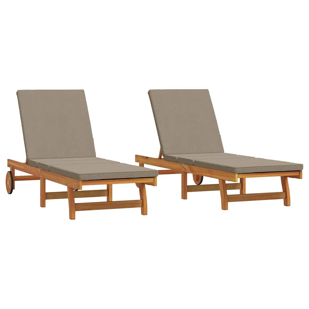 Lettino da sole 2 pcs Marrone Legno di Acacia Massello