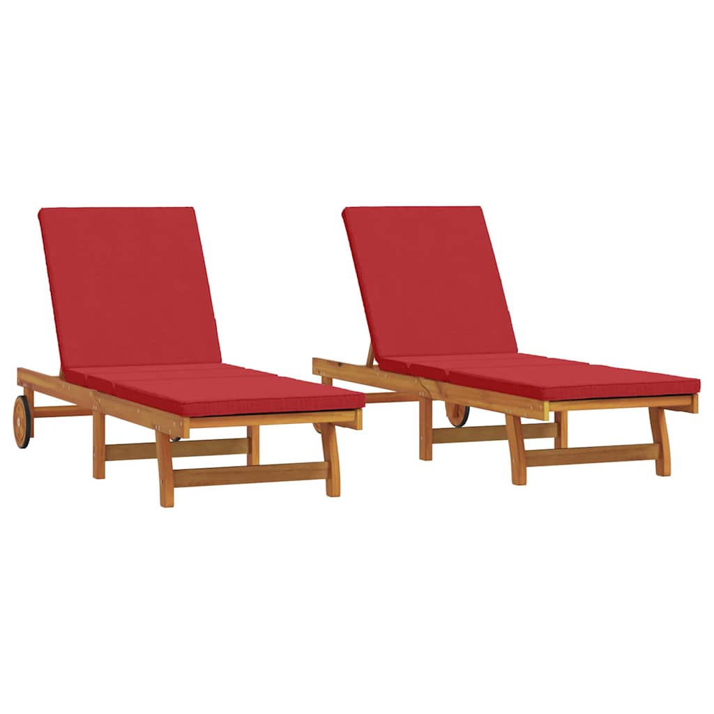 Lettino da sole 2 pcs Marrone Legno di Acacia Massello