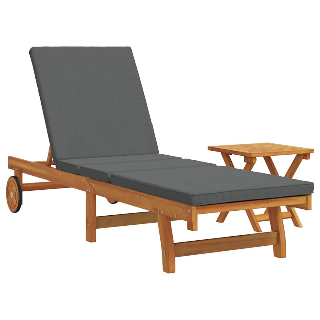 Lettino da sole 2 pcs Marrone Legno di Acacia Massello