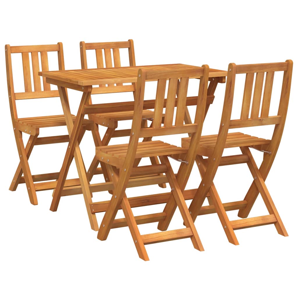 Set Bistro da Giardino 5 pcs Marrone Legno di Acacia Massello