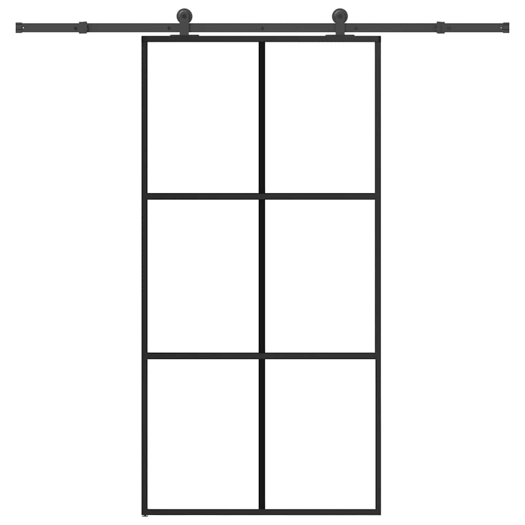Porta Scorrevole con Ferramenta 102x205 cm Vetro ESG Alluminio