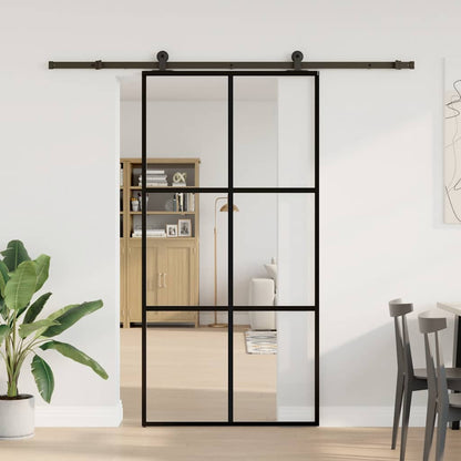 Porta Scorrevole con Ferramenta 102x205 cm Vetro ESG Alluminio