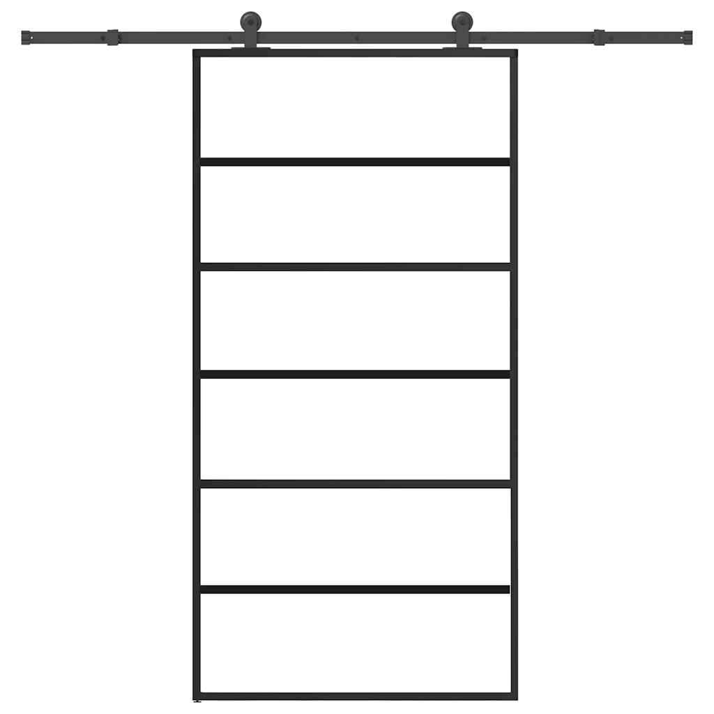 Porta Scorrevole con Ferramenta 102x205 cm Vetro ESG Alluminio