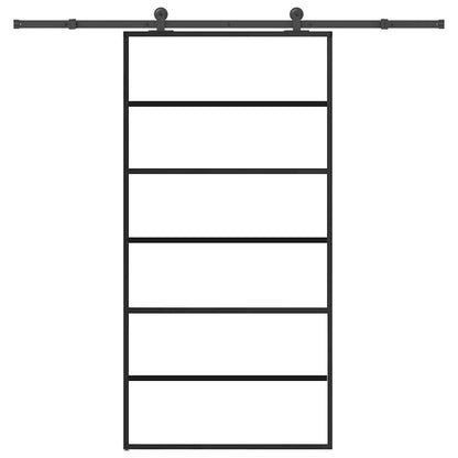 Porta Scorrevole con Ferramenta 102x205 cm Vetro ESG Alluminio