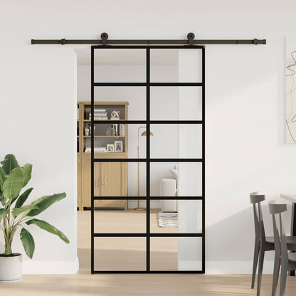 Porta Scorrevole con Ferramenta 102x205 cm Vetro ESG Alluminio
