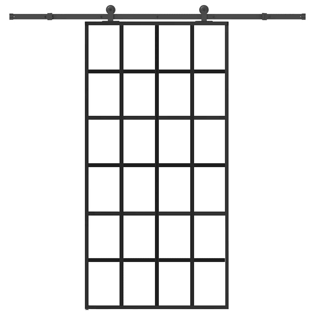 Porta Scorrevole con Ferramenta 102x205 cm Vetro ESG Alluminio