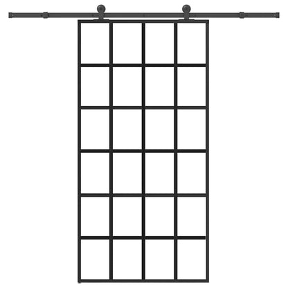 Porta Scorrevole con Ferramenta 102x205 cm Vetro ESG Alluminio