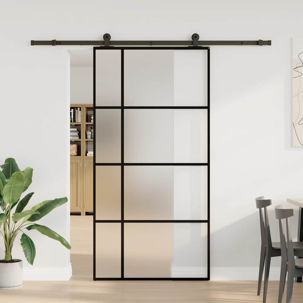 Porta Scorrevole con Ferramenta 102,5x205cm Vetro ESG Alluminio