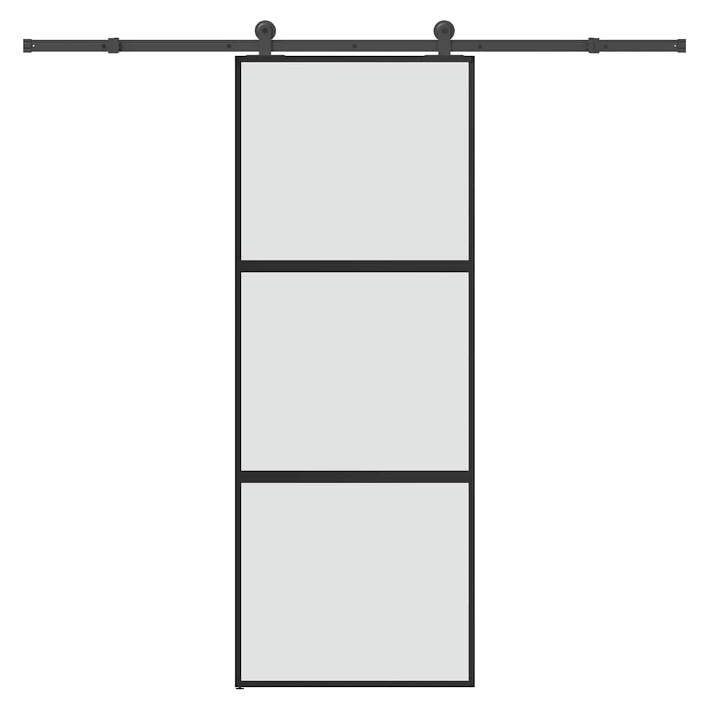 Porta Scorrevole Ferramenta 76x205 cm Vetro Temperato Alluminio