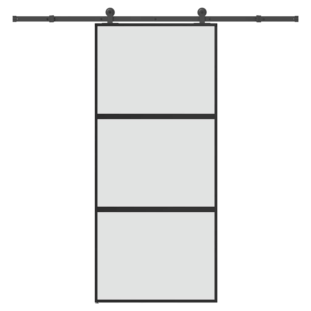 Porta Scorrevole Ferramenta 90x205 cm Vetro Temperato Alluminio