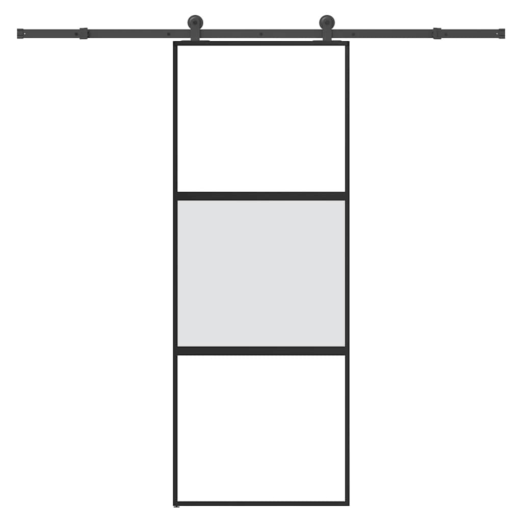 Porta Scorrevole Ferramenta 76x205 cm Vetro Temperato Alluminio
