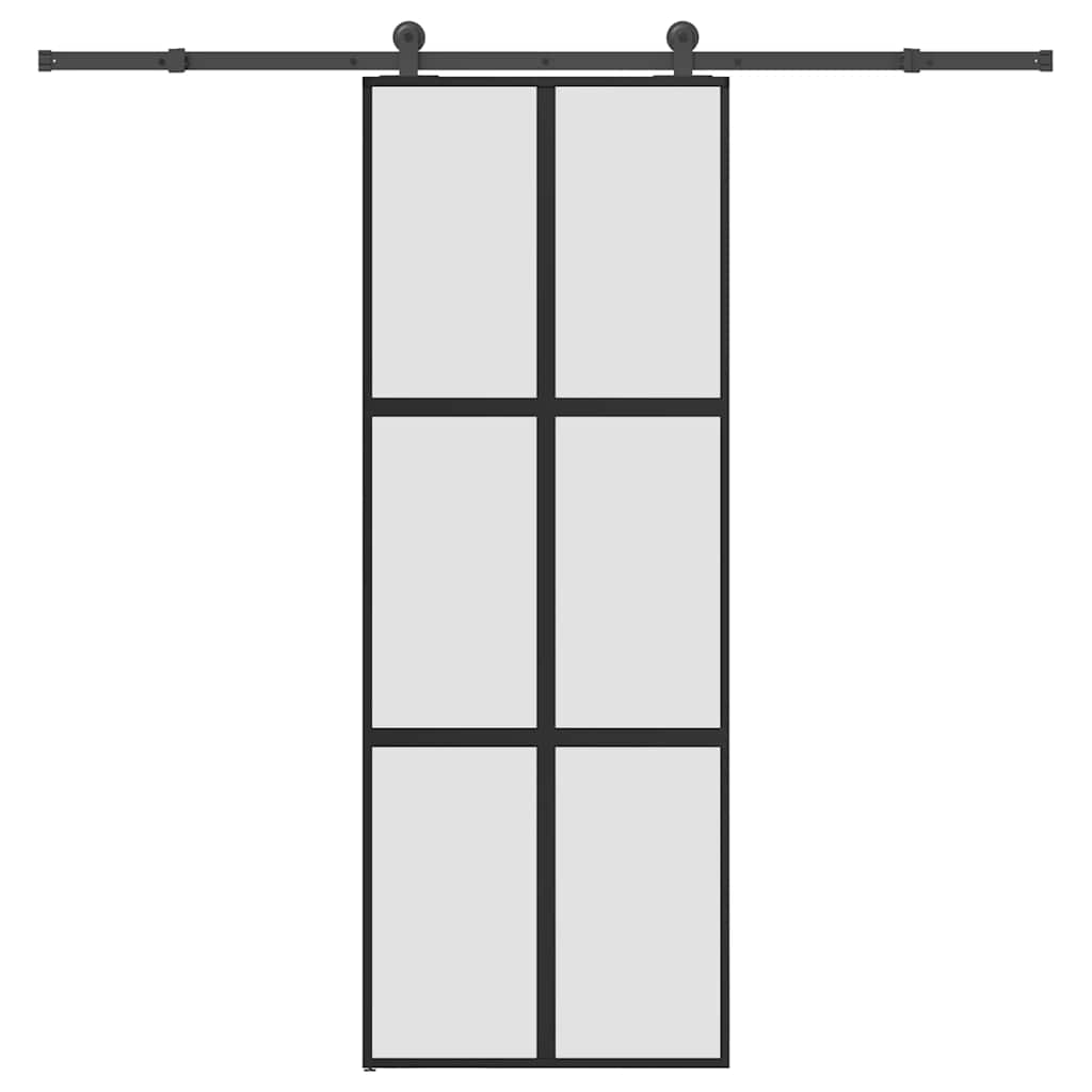 Porta Scorrevole Ferramenta 76x205 cm Vetro Temperato Alluminio