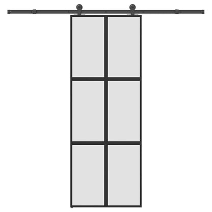 Porta Scorrevole Ferramenta 76x205 cm Vetro Temperato Alluminio