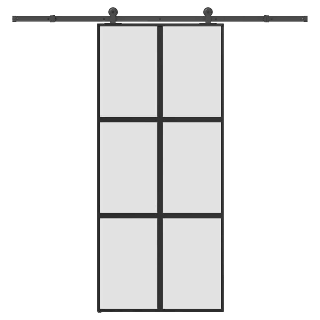 Porta Scorrevole Ferramenta 90x205 cm Vetro Temperato Alluminio