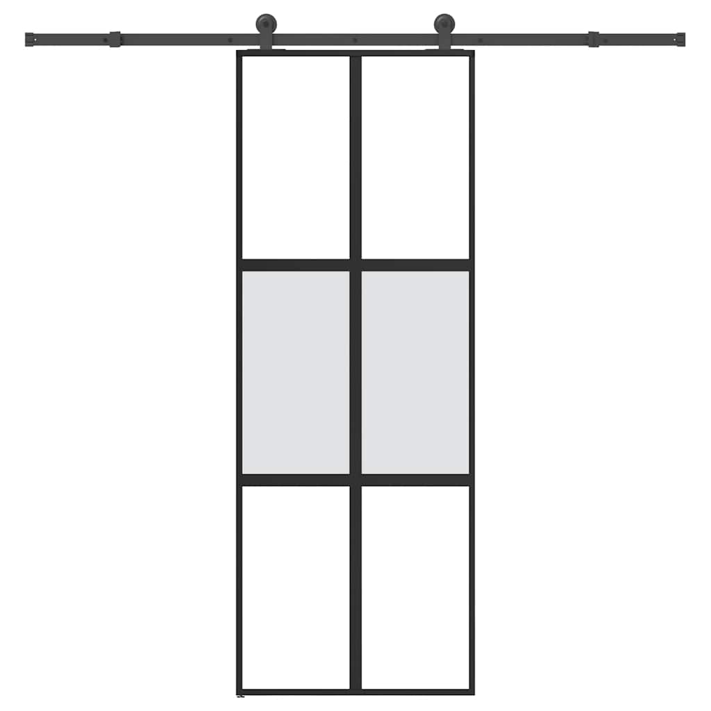 Porta Scorrevole Ferramenta 76x205 cm Vetro Temperato Alluminio