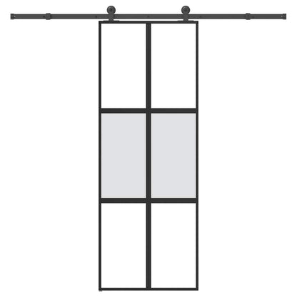 Porta Scorrevole Ferramenta 76x205 cm Vetro Temperato Alluminio