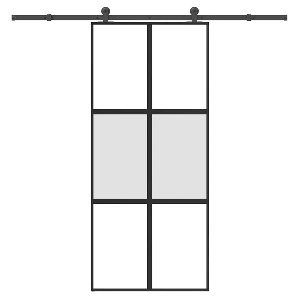 Porta Scorrevole Ferramenta 90x205 cm Vetro Temperato Alluminio