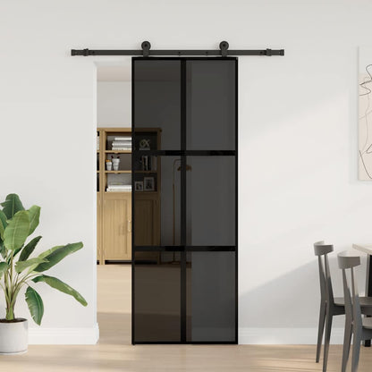 Porta Scorrevole Ferramenta 76x205 cm Vetro Temperato Alluminio